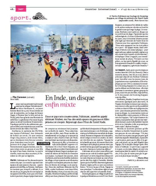 Courrier International, Ultimate Frisbee, Sport, Youth, India, Chennai, Gender